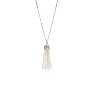 Olive Leaf Pearl Tassel Necklace